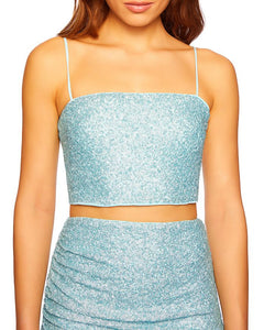 Susana Monaco Sequin Spaghetti Strap Crop Top