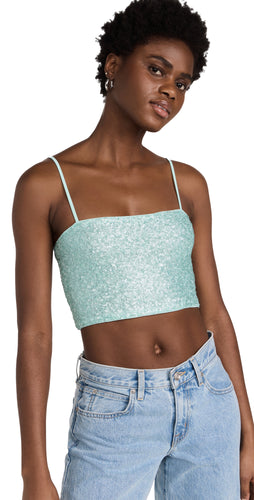 Susana Monaco Sequin Spaghetti Strap Crop Top