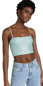 Susana Monaco Sequin Spaghetti Strap Crop Top