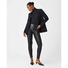 Load image into Gallery viewer, RESALE - Spanx Black Faux Leather Moto Leggings Petite Small