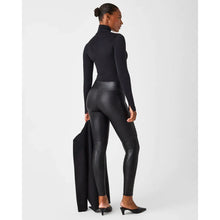 Load image into Gallery viewer, RESALE - Spanx Black Faux Leather Moto Leggings Petite Small