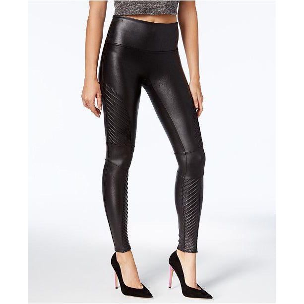 RESALE - Spanx Black Faux Leather Moto Leggings Petite Small