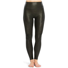 Load image into Gallery viewer, RESALE - Spanx Black Faux Leather Moto Leggings Petite Small