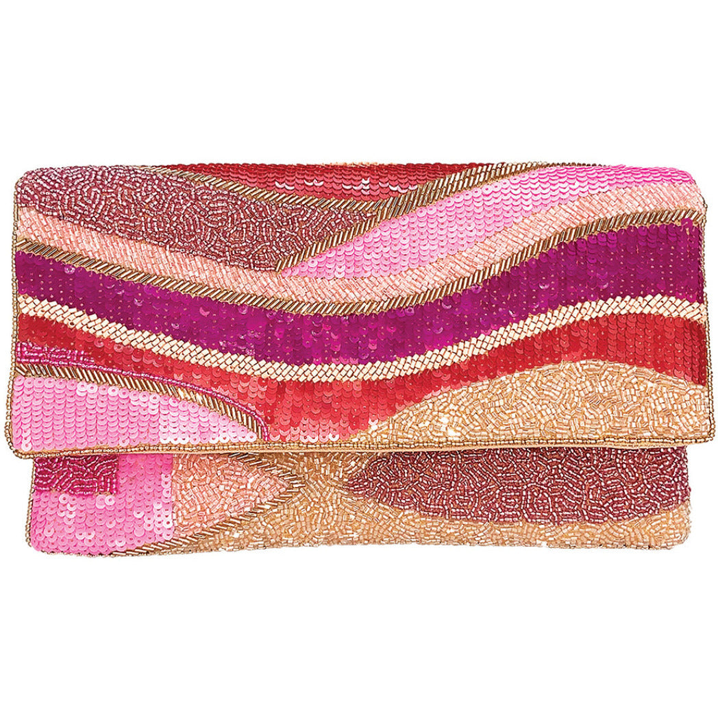 Pink Waves Clutch Handbag