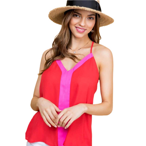 Red Fuchsia Colorblock Cami