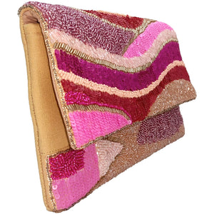 Pink Waves Clutch Handbag